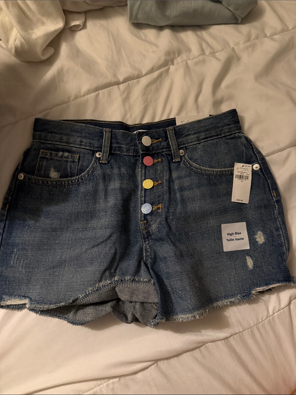Old Navy Dark Blue Denim Shorts with Colorful Buttons